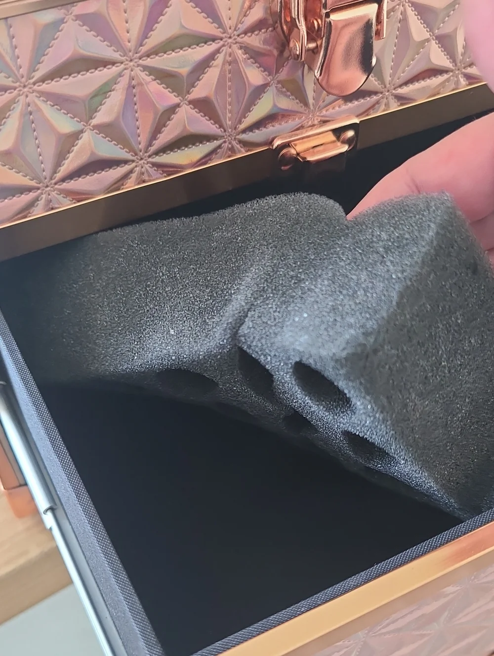 Rose Gold Textured Makeup Train Case